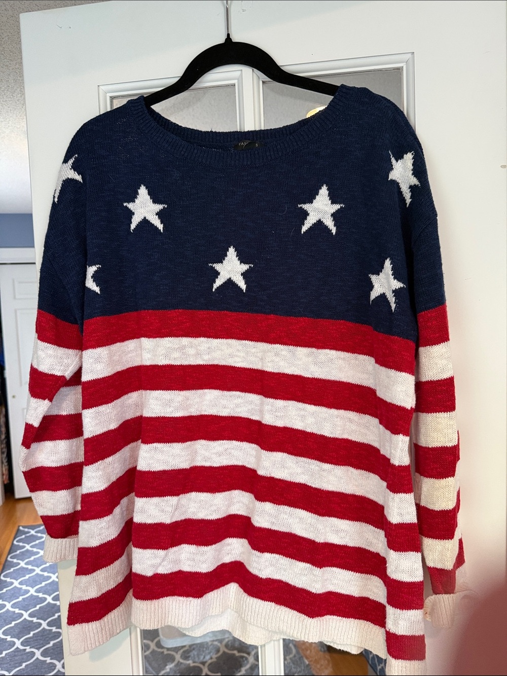 Talbots Navy, Red & White Stars-and-Stripes Crewneck Sweater